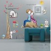 Sweet love theme wall sticker, boy and girl, love tree